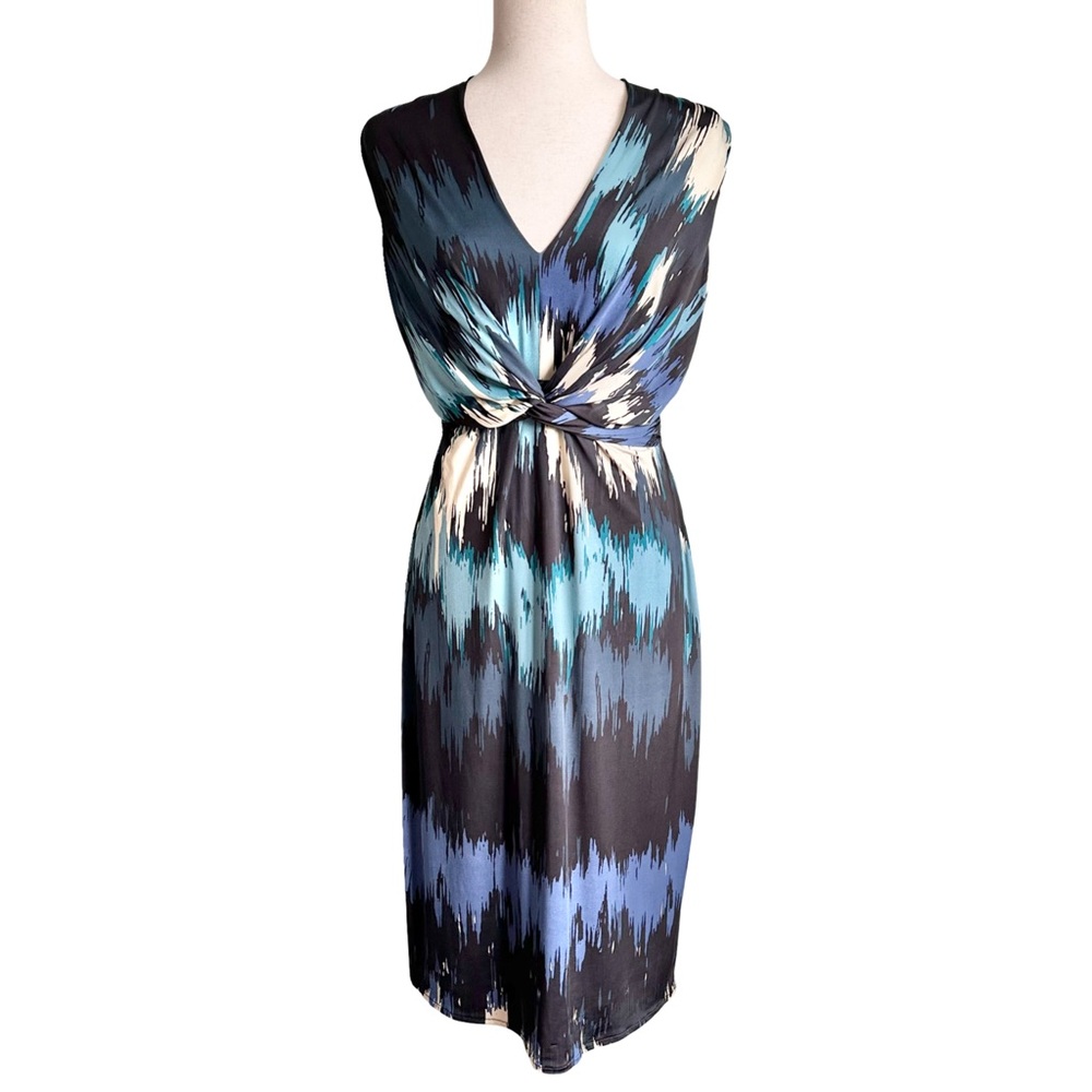 Jasper Conran Blue Black Abstract Sleeveless Sheath Dress Women's Size‎ 10 EUC